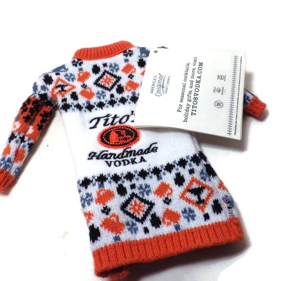 Tito's Handmade Vodka Knit Bottle Dress New W/ Tag Orange White Embroidered - Picture 1 of 4